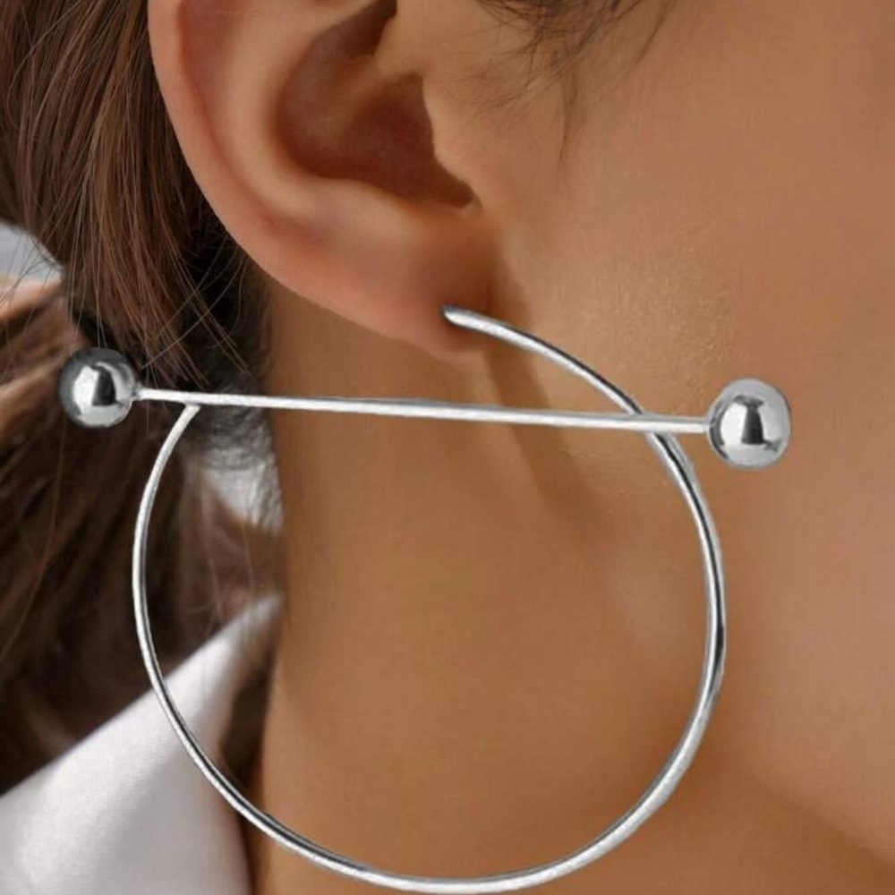 Silver Tone Oversized Hoop Earrings | Modern Statement Jewelry